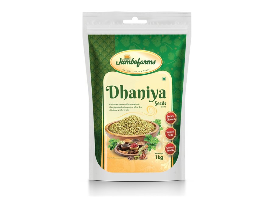 The 1 kg stand-up pouch, with a window onto the seed