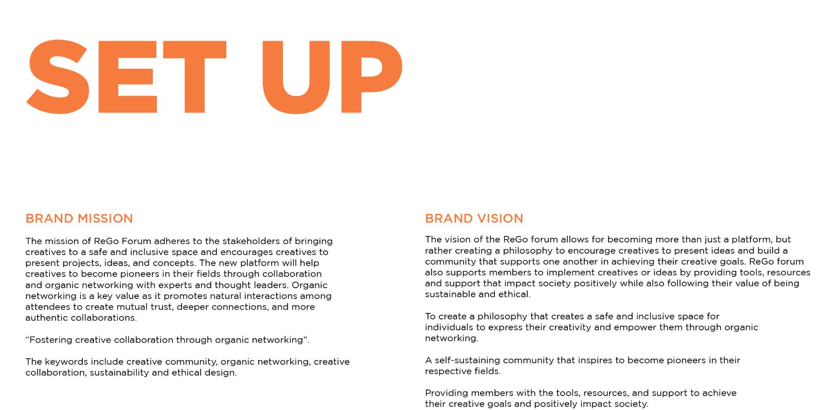 Set Up: brand mission and brand vision