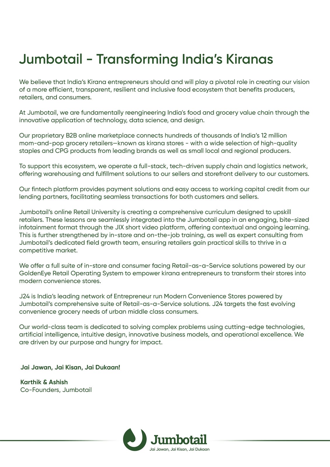 Closing page: the written case, signed by the founders