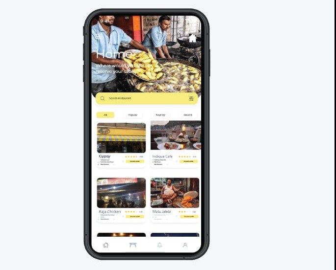 Jodhpur Khana home screen with a search field and restaurant cards