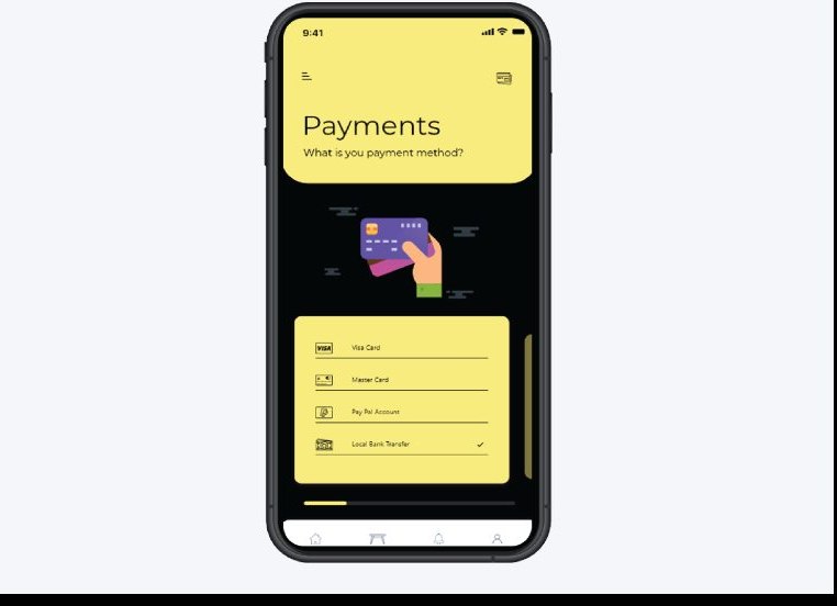 The payments screen with card and bank transfer options