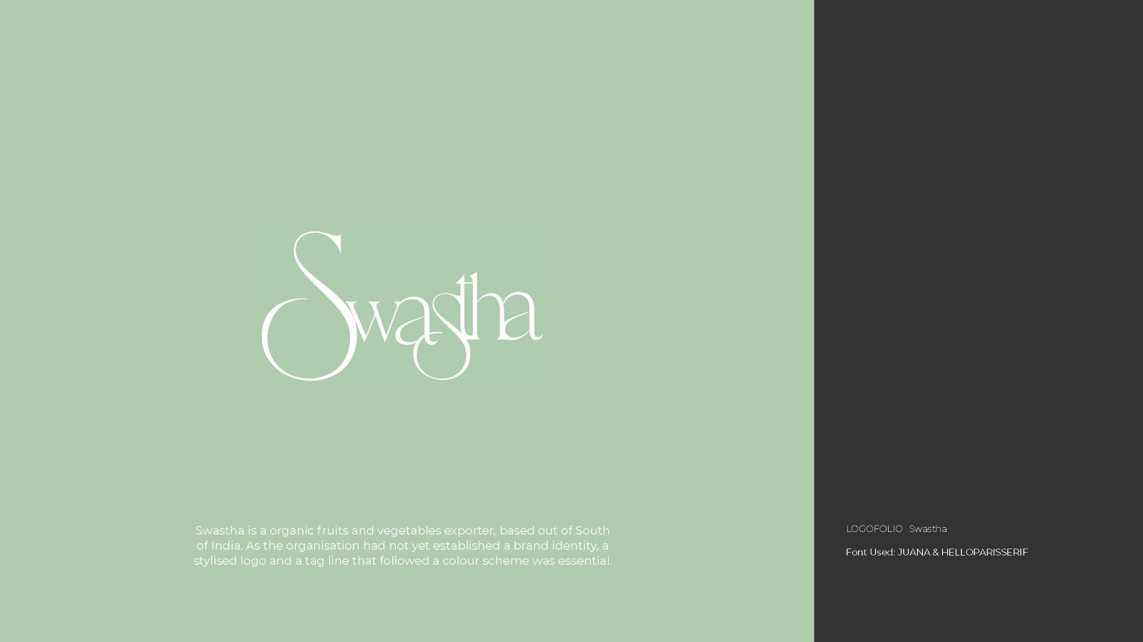 The Swastha wordmark on sage green