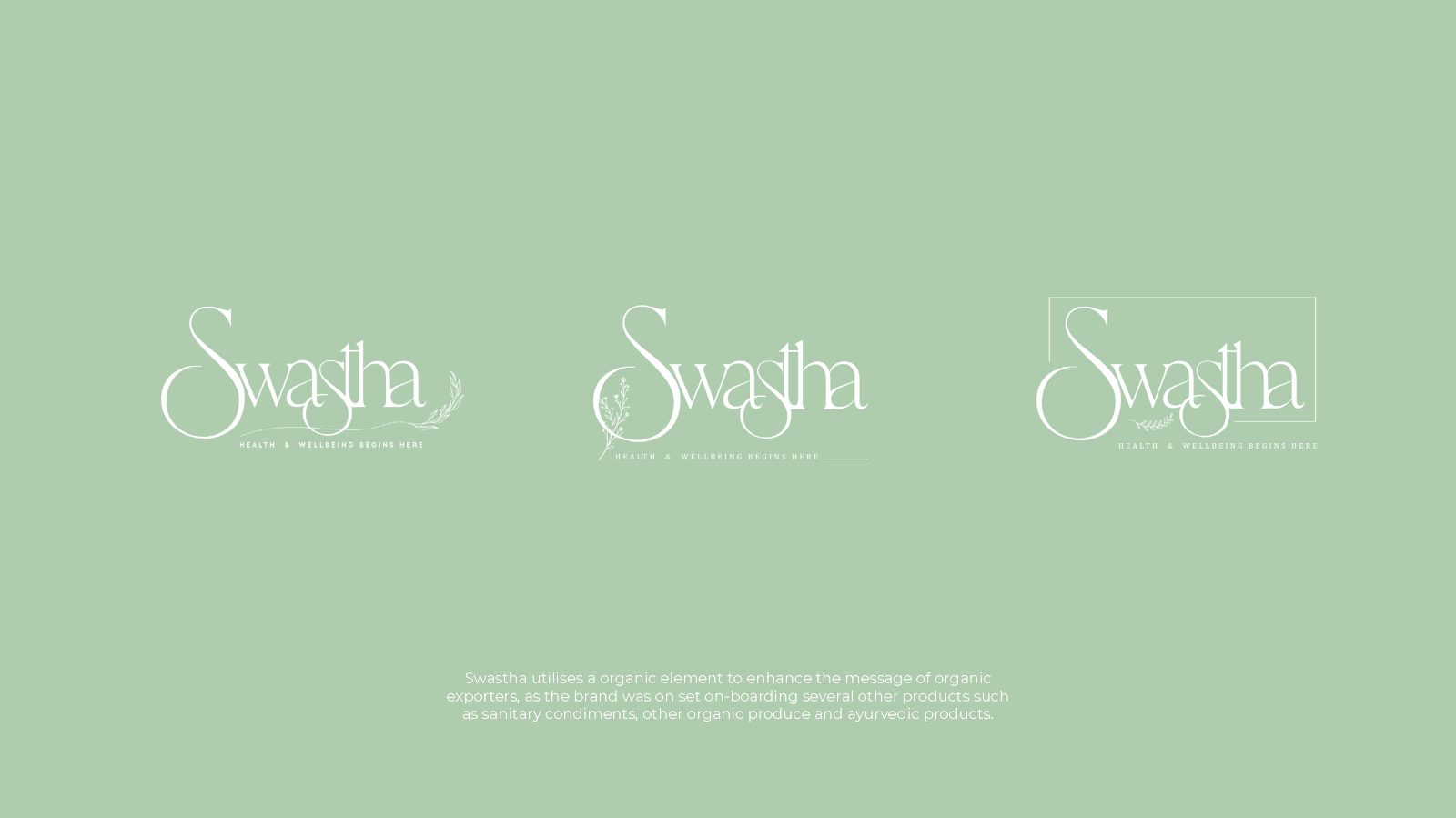 Three Swastha wordmark variants