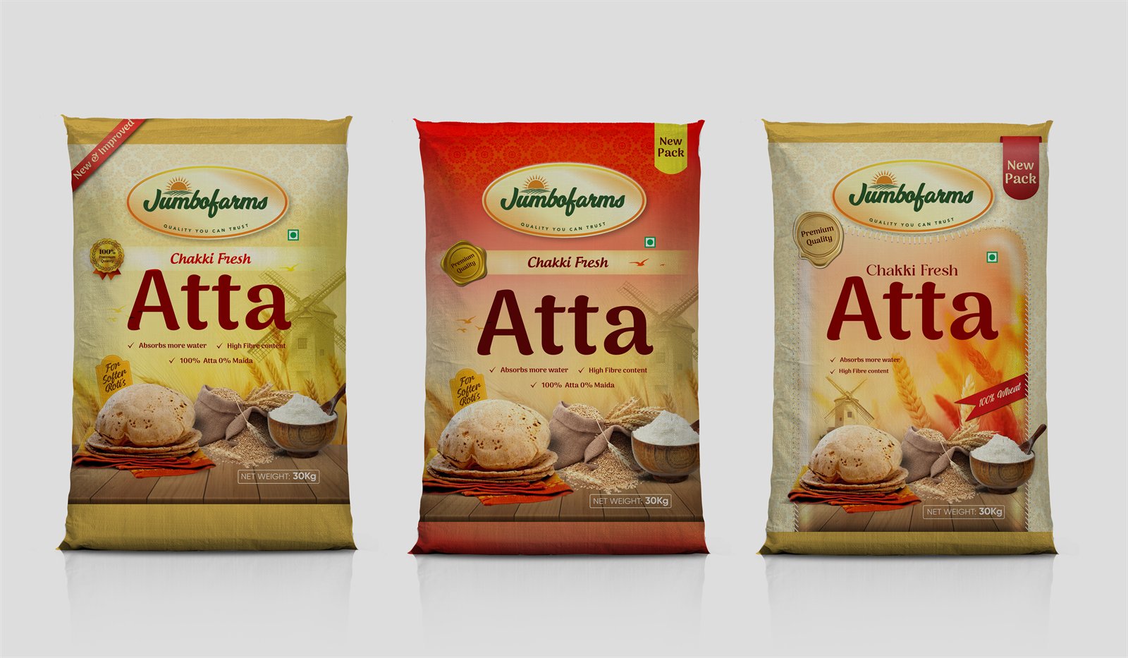Atta across three pack variants