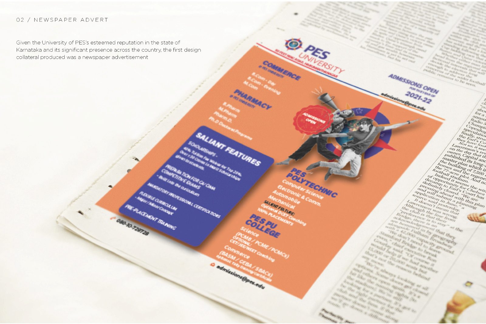 Newspaper advert for the BBA Sports Management course