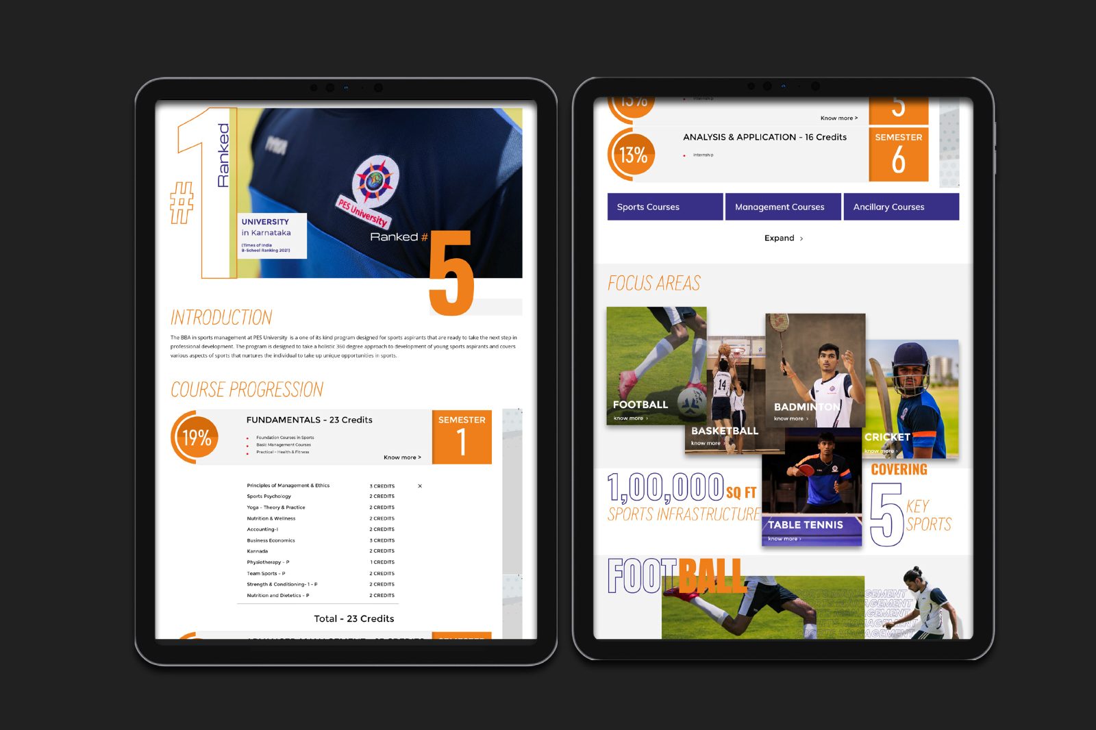 Tablet views of the course landing page