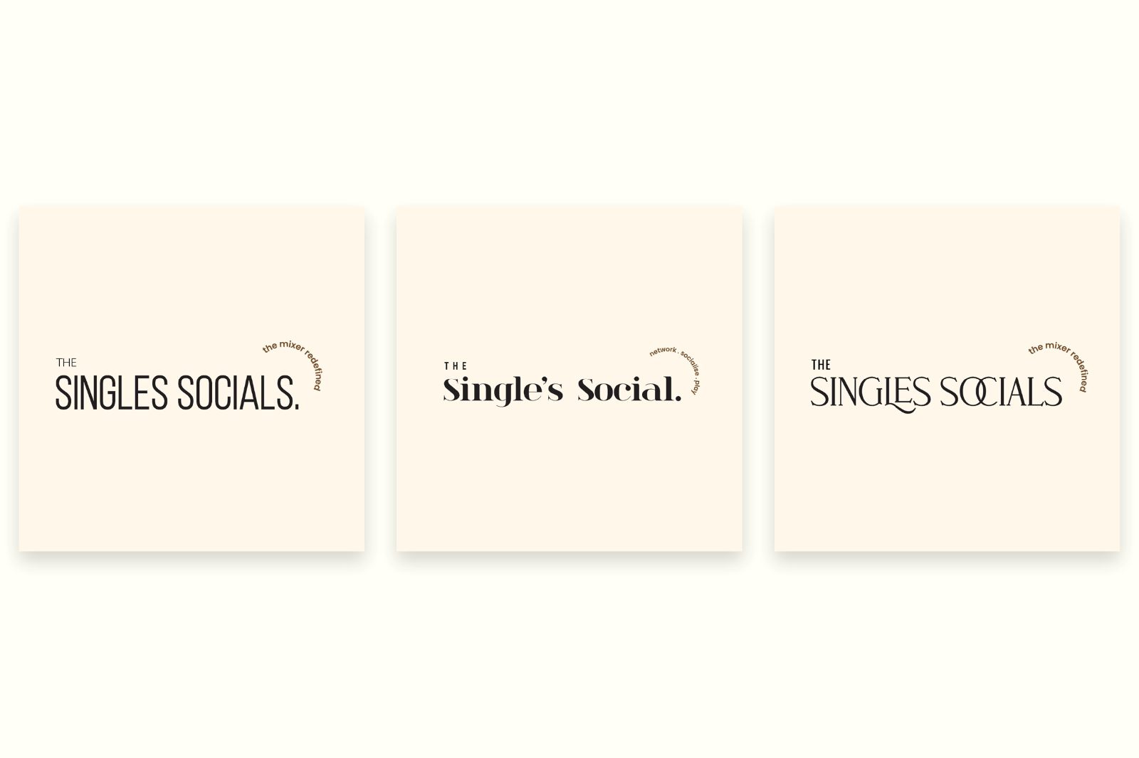 Three final wordmark lockups on cream
