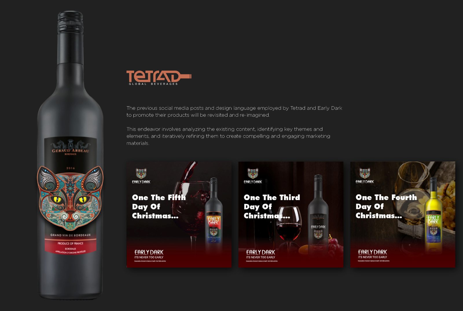 Early Dark bottle with the twelve days of Christmas campaign posts