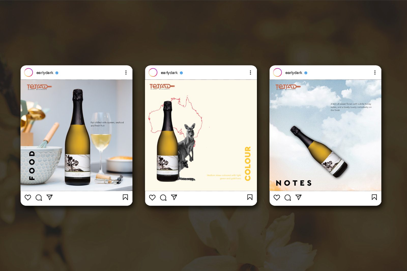 Food, colour and notes treatments for a sparkling wine
