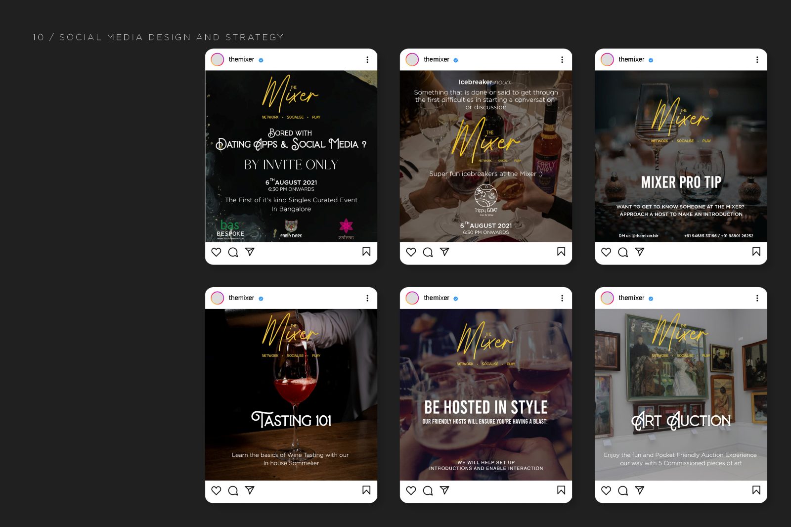 Instagram grid for The Mixer events
