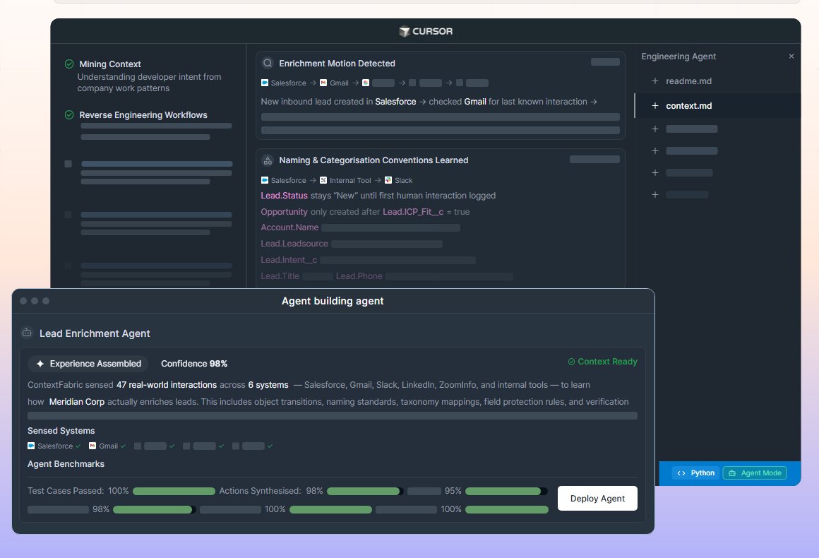 The lead enrichment demonstration: workflows reverse-engineered, conventions learned, and an agent assembled and benchmarked