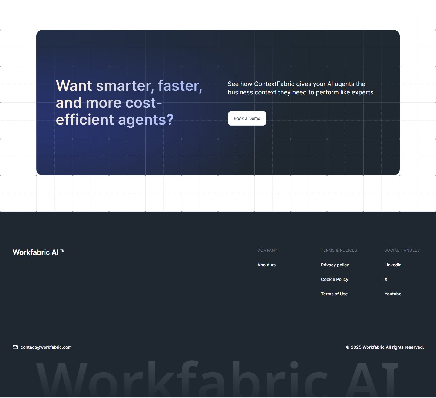 The closing call to action and the site footer